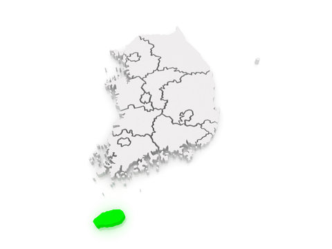 Map of Jeju. South Korea.