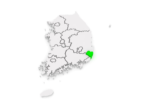 Map of Ulsan. South Korea.