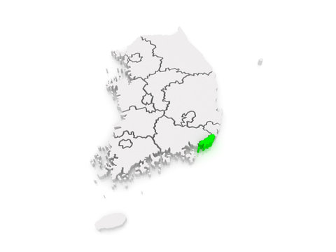 Map of Busan. South Korea.