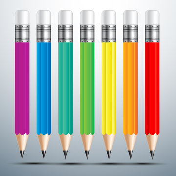  colorful pencil set vector illustration