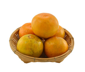 Tangerine, bamboo basket