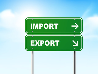 3d road sign with import and export
