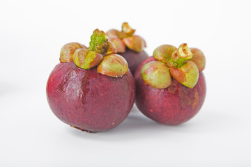 Fresh Mangosteen thai fruit isolated on white background