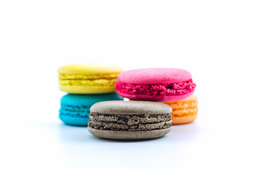 Sweet and colourful french macaroons.