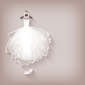 bride dress and wreath
