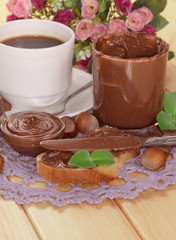 Slice of bread with chocolate cream