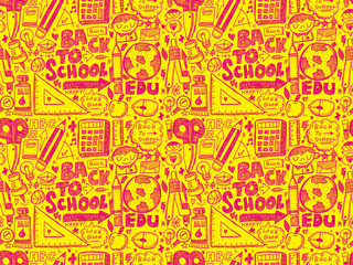 doodle back to school seamless pattern