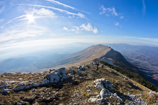 Landscape around mountain Rtanj on a sunny day