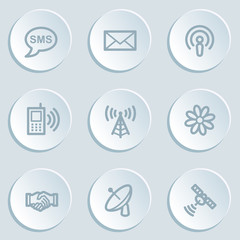 Communication web icons, white sticker buttons