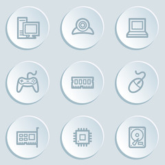 Computer web icons, white sticker buttons
