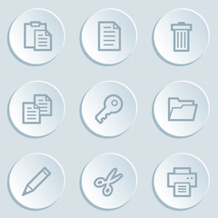 Document web icon set 1, white sticker buttons