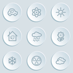 Ecology web icon set 2, white sticker buttons