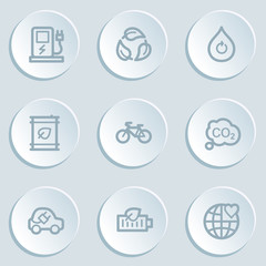 Ecology web icon set 4, white sticker buttons