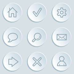 Basic  web icons, white sticker buttons