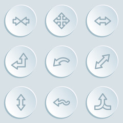 Arrows web icon set 2, white sticker buttons