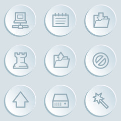 Data web icons, white sticker buttons