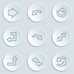 Arrows web icon set 1, white sticker buttons