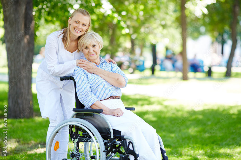 Wall mural taking care of patient