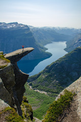 View of Trolltunga to fjord - Norway