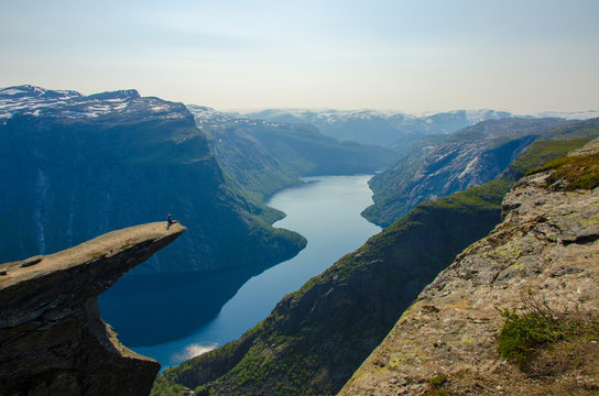 View of Trolltunga to fjord - Norway