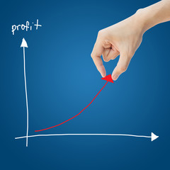 Business hand help profit graph