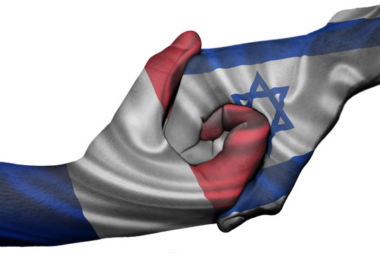 Handshake between France and Israel