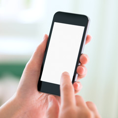 Modern smart phone in hands with blank screen