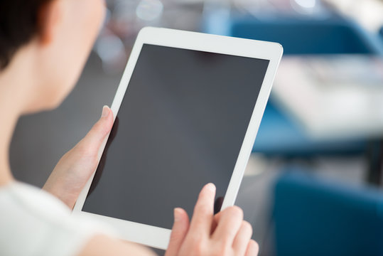 Woman Using Modern Digital Tablet