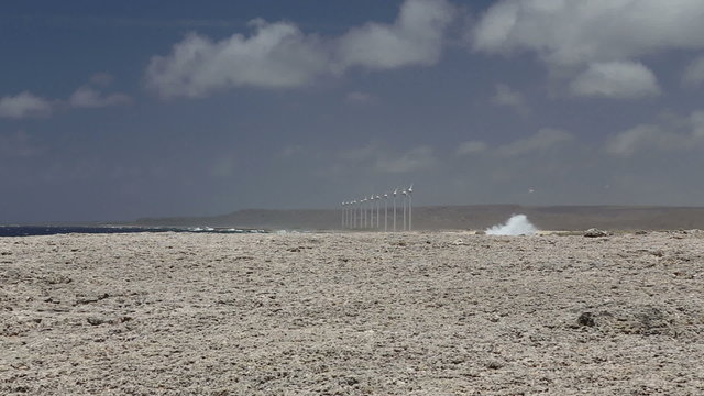 wind propellers on caribbean beach