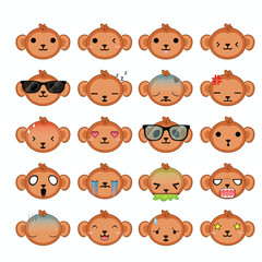 Monkey icons set. Illustration eps10