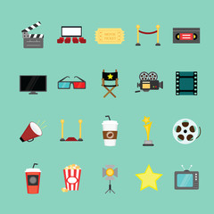 Movie and cinema icons set. Illustration eps10