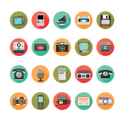 Retro style media icons set. Illustration eps10