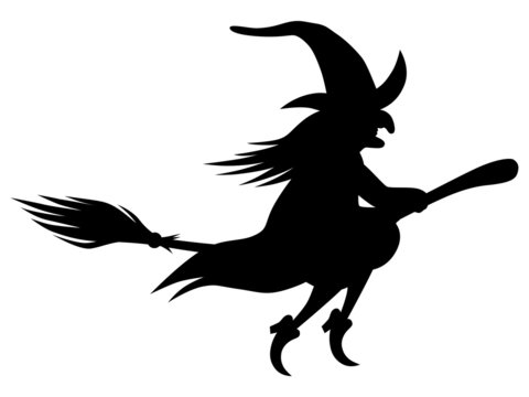 Fliegende Hexe auf einem Besen – Vektor/freigestellt