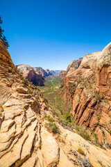 Beautiful view of canyon in Zion National Park.