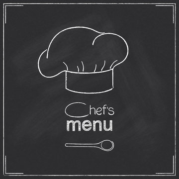 Design for restaurant Chef's menu in chalkboard style