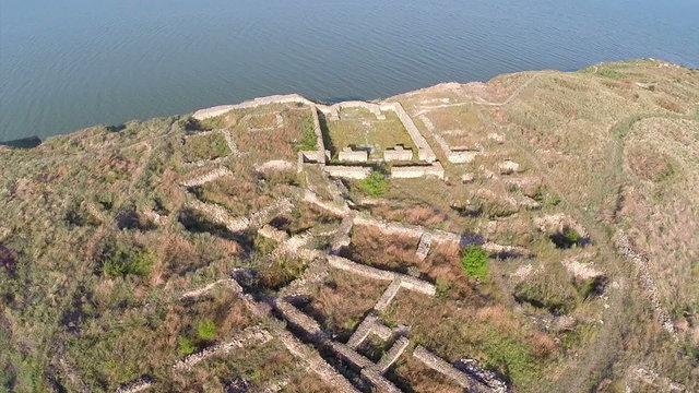 Dolojman Cape and Argamum fortress in Dobrogea, Romania (aerial)