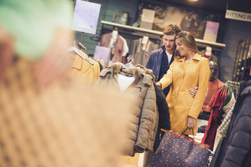 Attractive couple at shop