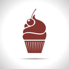 Vector cupcake with cherry icon. Eps10