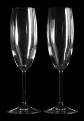 Two empty champagne glasses