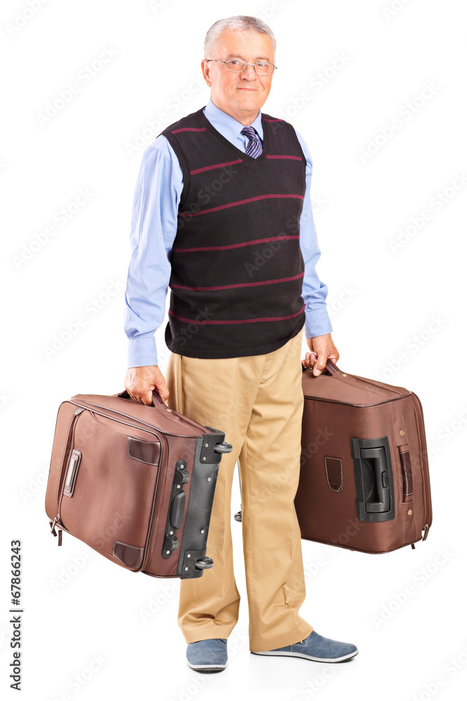 Poster Senior gentleman carrying two bags