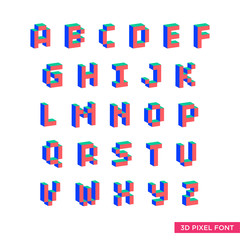 Simple Geometric 3d Pixel Font