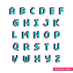 Geometric 3D Pixel Font
