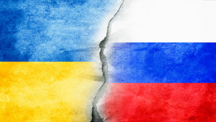 Flaggen Ukraine - Russland