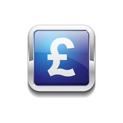 Pound Currency Sign Square Vector Blue Web Icon Button