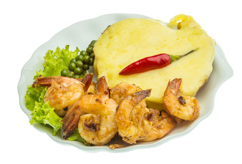 Garlic shrimps with potato