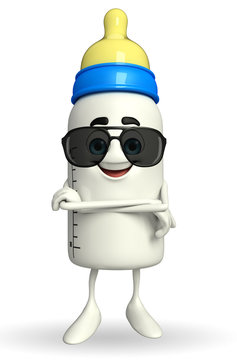 Baby Bottle character with  sun glasses