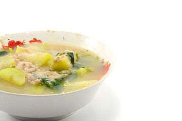 mixed vegetable soup isolate on white background