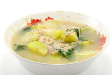 mixed vegetable soup isolate on white background
