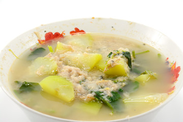 mixed vegetable soup isolate on white background