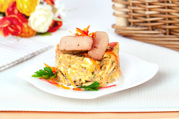 meat salad with carrots